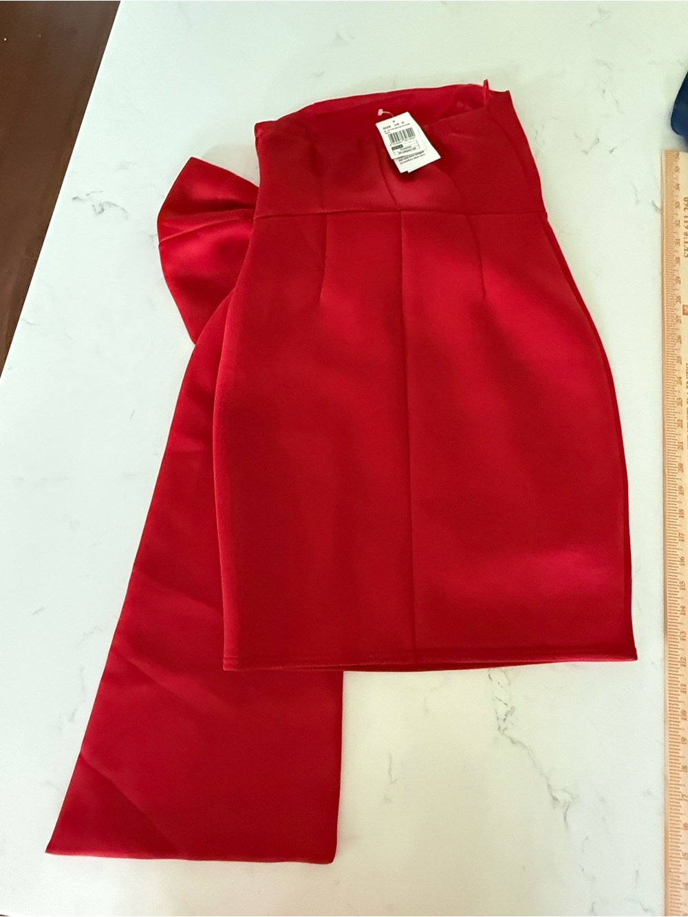 Quiz Size 6 Red Strapless Mini Dress with Statement Bow Stretch America 1776 - Picture 10 of 12